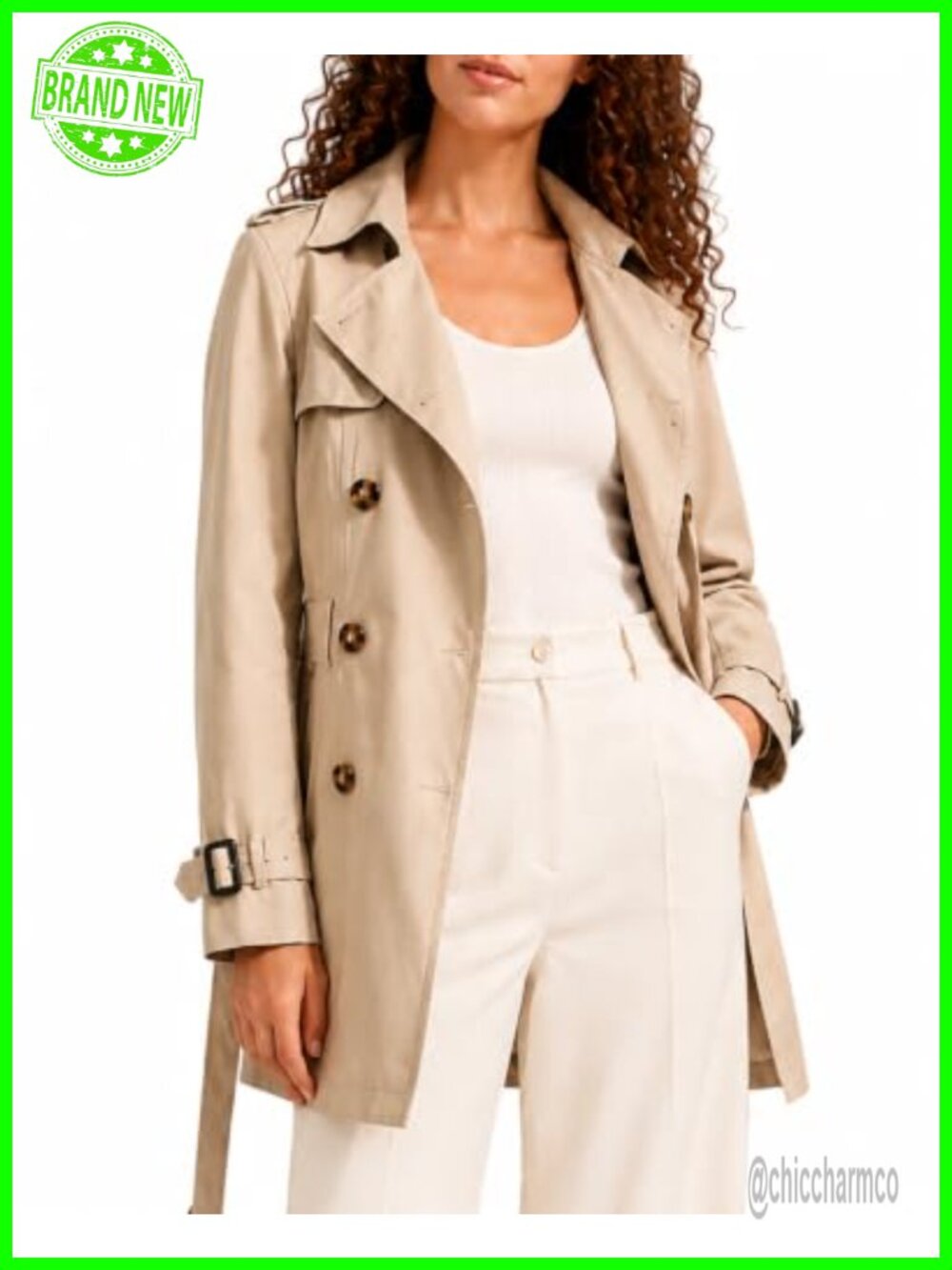Double Breasted Trench Coat Windbreaker Jacket with Belt